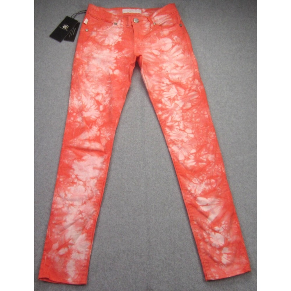 Rock Republic Jeans Womens 0 NWT‎ Salmon Pink Tie Dye Skinny Berlin Stretch